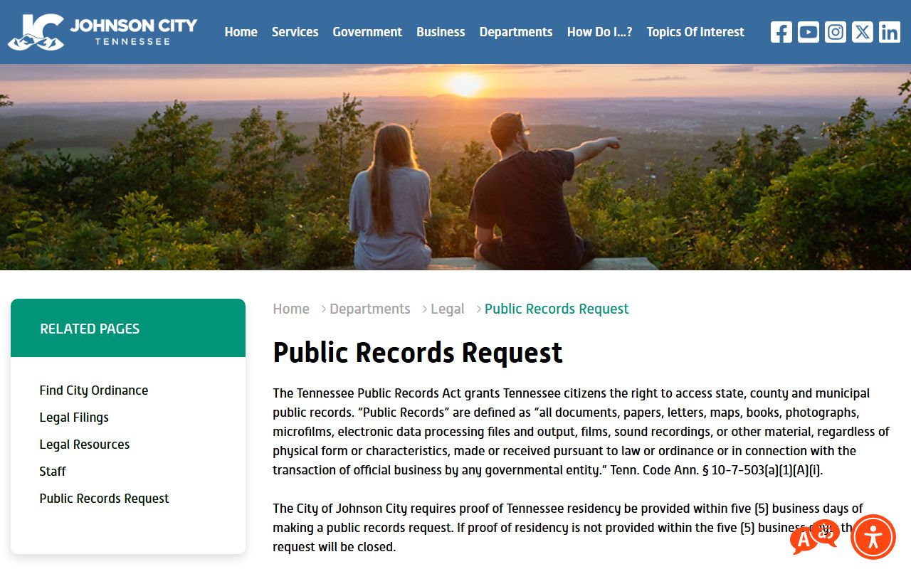 Johnson City public records request birth records