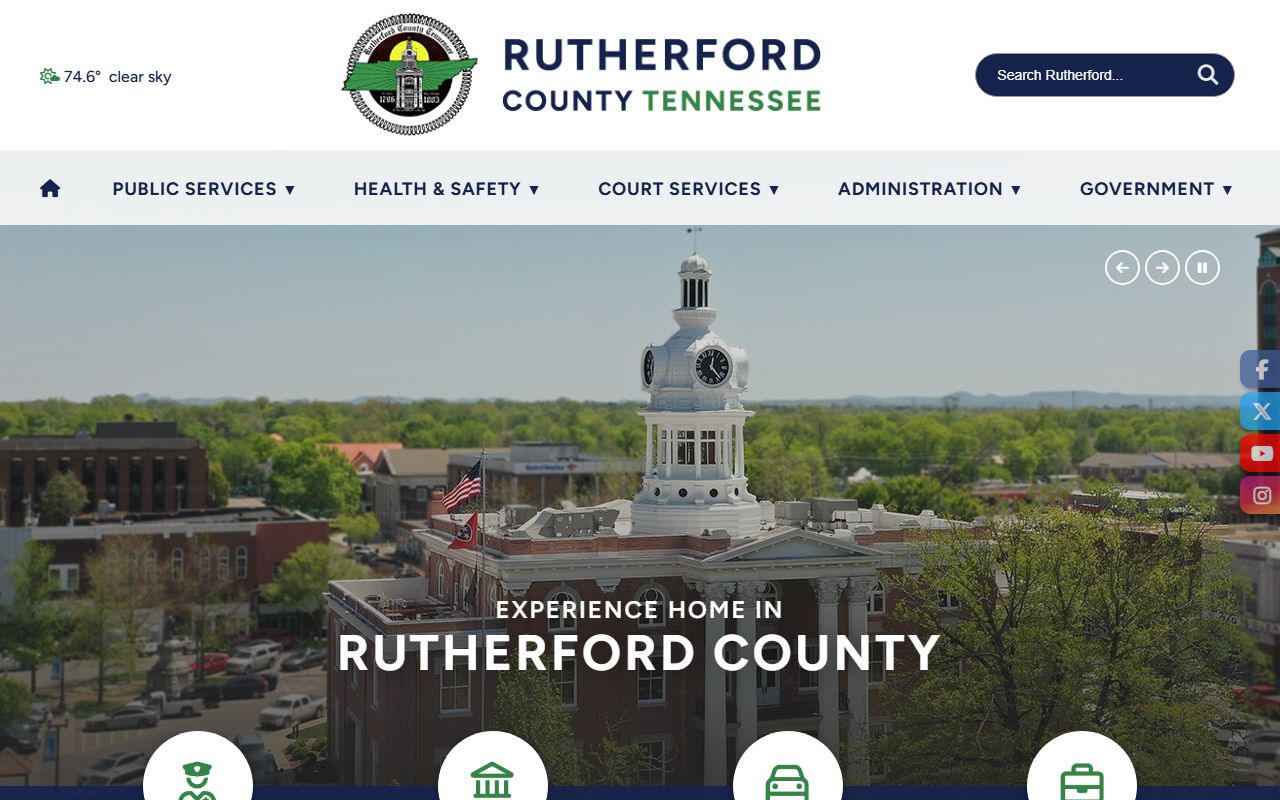 Rutherford County Clerk website showing county records services