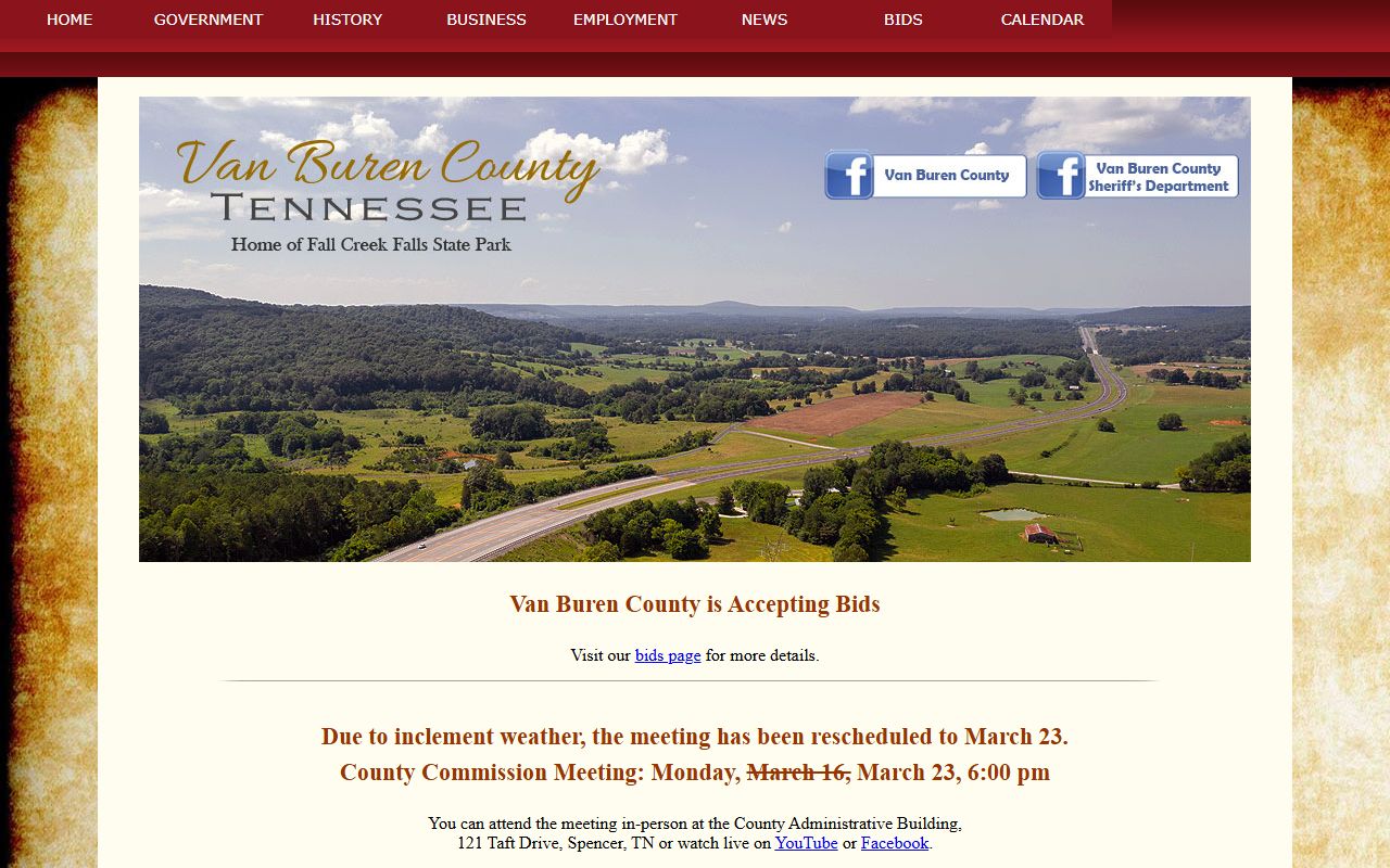 Van Buren County Health Department website for birth records in Van Buren County Tennessee